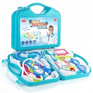 chanak doctor playset for kids pretend play doctor set with foldable suitcase and 17 flashcards for kid doctor kit toyset for kids above 3 years bis approved