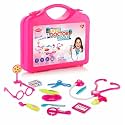 Chanak Doctor Playset for Kids, Pretend Play Doctor Set with Foldable Suitcase and 17 Flashcards for Kid, Doctor Kit Toyset for Kids Above 3 Years, BIS Approved. (Pink)