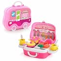 Chanak Kitchen Set for Girls, Kitchen Suitcase Set On Wheels, Colorful Pretend Play Cooking Set for Girls with 18 Pieces, Portable for 3 Years, BIS Approved. (Kitchen Set Suitcase)