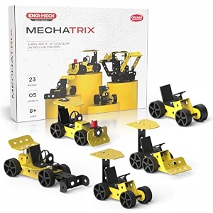 chanak mechatrix stem construction vehicle building kit for kids 23 pcs engineering toy set with tools build 5 realistic construction vehicles educational stem learning toy for boys ages 3