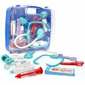 Chanak Premium Doctor Set Briefcase for Kids with LED Light Instruments - Pretend Play Kit for Boys &amp; Girls Above 3 Years - 9 Piece Set (Transparent Blue)