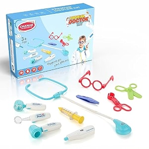 chanak premium doctor set for kids with led light instruments pretend play doctor set for kids above 3 years 10 piece doctor kit for boys amp girls bis approved blue