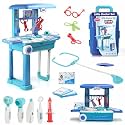 Chanak Premium Doctor Set Trolley for Kids with LED Light Instruments, Pretend Play Doctor Set Trolley for Kids Above 3 Years, Doctor Kit for Boys &amp; Girls, BIS Approved. (Blue Trolley)