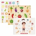 Chanak Wooden Educational Montessori Learning Puzzle Game Combo, ABCD Board, Wooden Vegetable Block Puzzle, Human Body Parts Puzzle Picture 10 pcs for Boys &amp; Girls, Toddlers &amp; Preschoolers Aged 2+