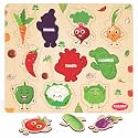 Chanak Wooden Vegetable Puzzle with Picture Educational Vegetable Board for Kids 10 Different Vegetables with Funny Faces Montessori Learning Puzzle for Toddlers & Preschoolers, Nursery 2+ Years