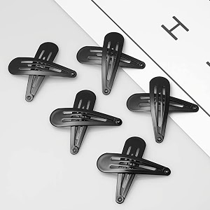pack of 6 black metal tic tac hair clips for women