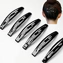 Pack of 6 Women Hair Clips Metal Oval Tik Tak Hairpins Hair Clips Barrettes for Girls Hair Styling Pins Black