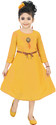 Chandrika Girls Below Knee Casual Dress (Yellow, 3/4 Sleeve)