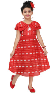 chandrika girls calf length casual dress pink short sleeve