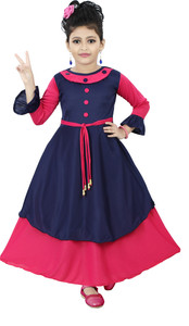 chandrika girls maxifull length party dress pink full sleeve