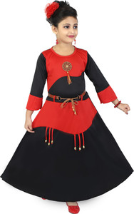 chandrika girls maxifull length party dress red 34 sleeve
