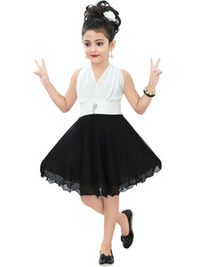 chandrika girls midiknee length casual dress white sleeveless