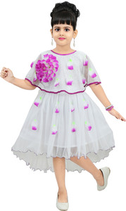 chandrika girls midiknee length casual dress purple sleeveless