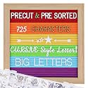 Changeable Felt Letter Board with Letters, Pre Cut & Sorted 725 Letters, Rainbow Decor, 10x10 Inch Message Board, Classroom Decor Farmhouse Wall Decor Sign Board, Pride Decorations for Office