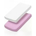 Changing Pad Cover - Pack of 2 Diaper Change Sheets - 32x16in, White/Pink