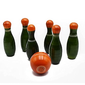 channapatna toys wooden bowling game set for kids with 6 pins 2 years indoor games amp outdoor fun learning toy for kids