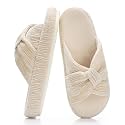Chantomoo Slippers for Women Memory Foam House Bedroom Corduroy Bow Crossbands Slipper Shoes Comfy Trendy Gift Slippers