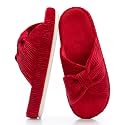 Chantomoo Slippers for Women Memory Foam House Bedroom Corduroy Bow Crossbands Slipper Shoes Comfy Trendy Gift Slippers