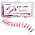 Chanzon 100pcs 1/4" Heat Shrink Ring Terminal M6 UL Recognized 22-16AWG Red