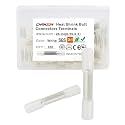 Chanzon 100pcs Heat Shrink Butt Connectors Solder Seal 26-24AWG White