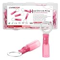 Chanzon 100pcs M8 Heat Shrink Ring Terminal 5/16"UL Recognized 22-16AWG Red
