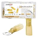 Chanzon 50pcs 1/4" Heat Shrink Ring Terminal M6 22-16AWG Yellow