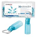 Chanzon 80pcs 1/4" Heat Shrink Ring Terminal M6 UL Recognized 16-14AWG Blue