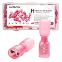 Chanzon 80pcs Heat Shrink Female Spade Wire Connectors 1/4" 22-16AWG Red