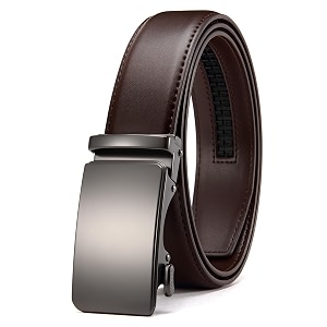 chaoren leather ratchet belt 2 pack dress with click sliding buckle 1 3834 in gift set box - adjustable trim to fit