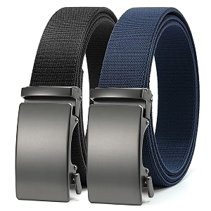 chaoren leather ratchet belt 2 pack dress with click sliding buckle 1 3834 in gift set box - adjustable trim to fit