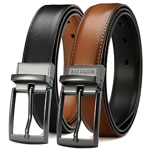 chaoren leather ratchet belt 2 pack dress with click sliding buckle 1 3834 in gift set box - adjustable trim to fit
