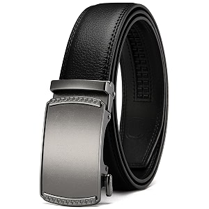 chaoren leather ratchet belt 2 pack dress with click sliding buckle 1 3834 in gift set box - adjustable trim to fit