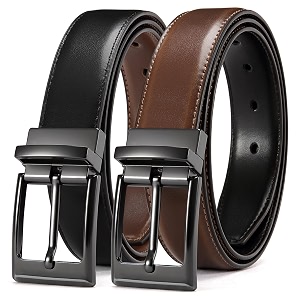 chaoren leather ratchet belt 2 pack dress with click sliding buckle 1 3834 in gift set box - adjustable trim to fit