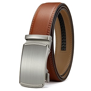 chaoren leather ratchet belt 2 pack dress with click sliding buckle 1 3834 in gift set box - adjustable trim to fit