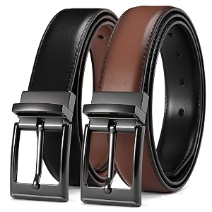 chaoren leather ratchet belt 2 pack dress with click sliding buckle 1 3834 in gift set box - adjustable trim to fit