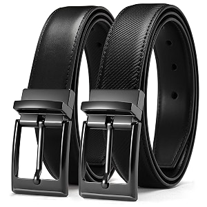 chaoren leather ratchet belt 2 pack dress with click sliding buckle 1 3834 in gift set box - adjustable trim to fit
