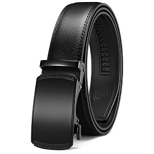 chaoren leather ratchet belt 2 pack dress with click sliding buckle 1 3834 in gift set box - adjustable trim to fit