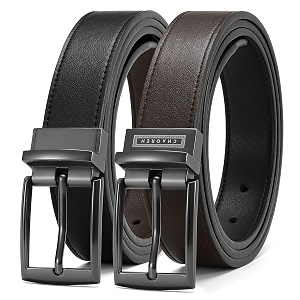 chaoren leather ratchet belt 2 pack dress with click sliding buckle 1 3834 in gift set box - adjustable trim to fit