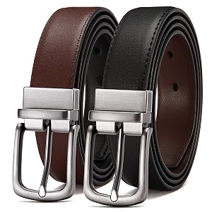 chaoren leather ratchet belt 2 pack dress with click sliding buckle 1 3834 in gift set box - adjustable trim to fit