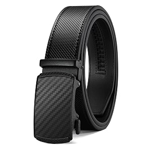 chaoren leather ratchet belt 2 pack dress with click sliding buckle 1 3834 in gift set box - adjustable trim to fit