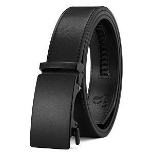 chaoren leather ratchet belt 2 pack dress with click sliding buckle 1 3834 in gift set box - adjustable trim to fit