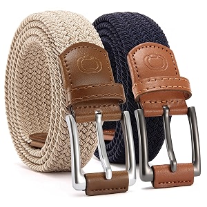 chaoren leather ratchet belt 2 pack dress with click sliding buckle 1 3834 in gift set box - adjustable trim to fit