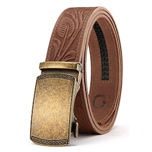 chaoren leather ratchet belt 2 pack dress with click sliding buckle 1 3834 in gift set box - adjustable trim to fit
