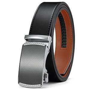 chaoren leather ratchet belt 2 pack dress with click sliding buckle 1 3834 in gift set box - adjustable trim to fit