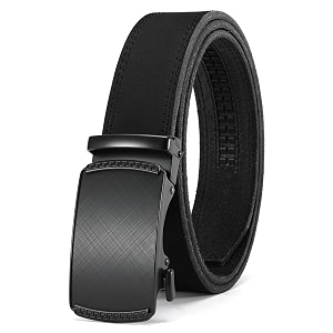 chaoren leather ratchet belt 2 pack dress with click sliding buckle 1 3834 in gift set box - adjustable trim to fit
