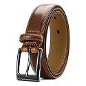 Chaoren Leather Ratchet Belt 2 Pack Dress with Click Sliding Buckle 1 3/8" in Gift Set Box - Adjustable Trim to Fit
