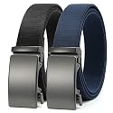 Chaoren Leather Ratchet Belt 2 Pack Dress with Click Sliding Buckle 1 3/8" in Gift Set Box - Adjustable Trim to Fit