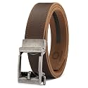 Chaoren Leather Ratchet Belt 2 Pack Dress with Click Sliding Buckle 1 3/8" in Gift Set Box - Adjustable Trim to Fit