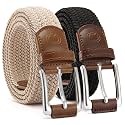 Chaoren Leather Ratchet Belt 2 Pack Dress with Click Sliding Buckle 1 3/8" in Gift Set Box - Adjustable Trim to Fit