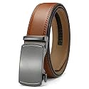 Chaoren Leather Ratchet Belt 2 Pack Dress with Click Sliding Buckle 1 3/8" in Gift Set Box - Adjustable Trim to Fit